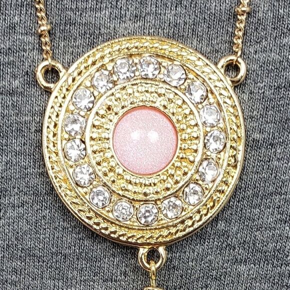 Beautiful Gold Tone with Pink Necklace - Picture 3 of 5